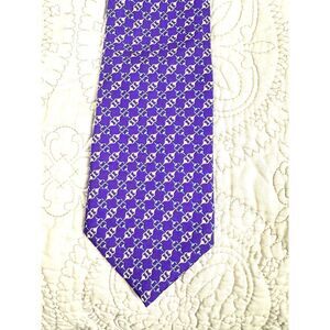 Brooks Brothers 100% Silk Neck Tie Purple w/ Preppy Horse Bit Pattern / EUC